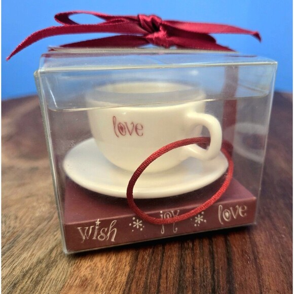 Starbucks Coffee Christmas Cappuccino Cup Ornament Wish Joy Love - Picture 1 of 6